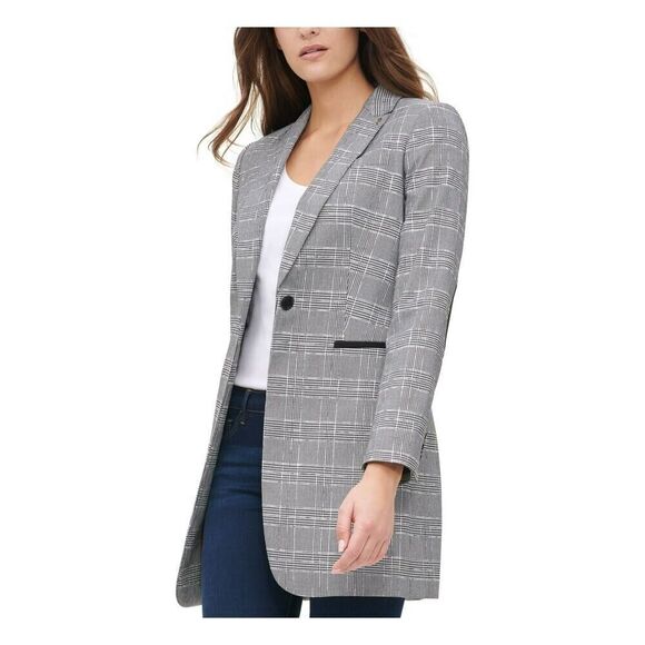 Tommy Hilfiger Jackets & Blazers - Tommy Hilfiger Women's Plaid Topper Blazer Formal  Jacket Black Gray size 8
